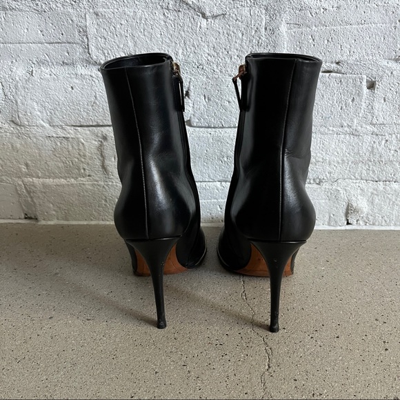 Givenchy Black Leather Stiletto Heeled Boots with Gold Metal Detail - Picture 5 of 11